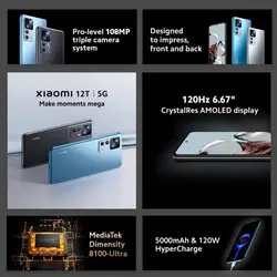 گوشی موبایل شیائومی  Xiaomi 12T 5G دو سیم کارت ظرفیت 128 و رم 8