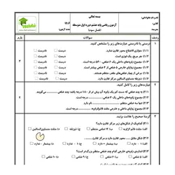 آزمون ریاضی هشتم - فصل 3 - نمونه 01