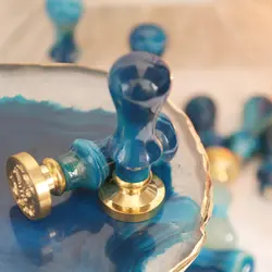 مهر برنجی یاقوت کبود مدل L01