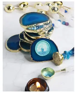 مهر برنجی یاقوت کبود مدل L01