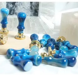 مهر برنجی یاقوت کبود مدل L01