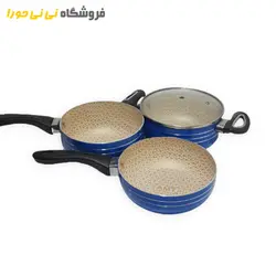 مشاهده و خرید ظروف 4 تیکه قابلمه ( طرح خط دار) | سیسمونی نی نی حورا