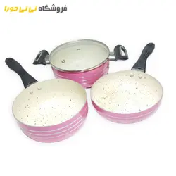 مشاهده و خرید ظروف 4 تیکه قابلمه ( طرح خط دار) | سیسمونی نی نی حورا