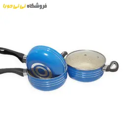 مشاهده و خرید ظروف 4 تیکه قابلمه ( طرح خط دار) | سیسمونی نی نی حورا