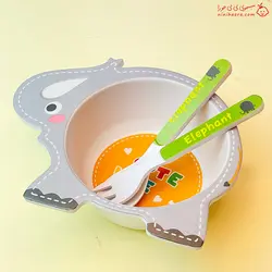 ظروف پنج تیکه بامبو خارجی با طرح فیل - فروشگاه نی نی حورا