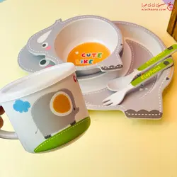 ظروف پنج تیکه بامبو خارجی با طرح فیل - فروشگاه نی نی حورا