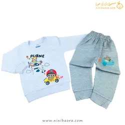 بلوز و شلوار دخترانه طرح هواپیما و ماشین سفید - فروشگاه نی نی حورا