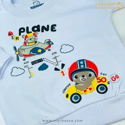 بلوز و شلوار دخترانه طرح هواپیما و ماشین سفید - فروشگاه نی نی حورا