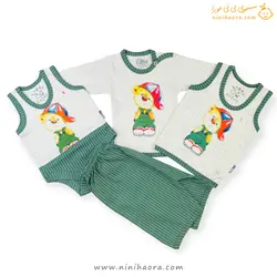 زیردکمه رکابی پنبه طرح خرسی  - فروشگاه نی نی حورا