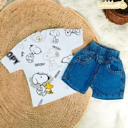 خرید تیشرت و شورت لی طرح اسنوپی|سایزبندی|رنگ بندی|نی نی حورا