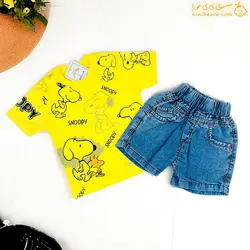 خرید تیشرت و شورت لی طرح اسنوپی|سایزبندی|رنگ بندی|نی نی حورا