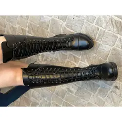 بوت بلند هزار بند مشکی جنس چرم