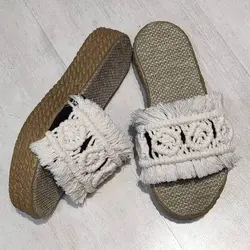 خرید صندل مکرومه لژدار کنفی