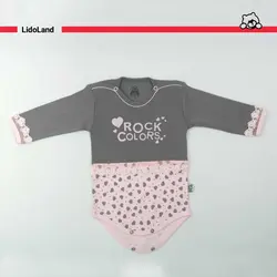 زیر دکمه آستین بلند طرح قلب و تور