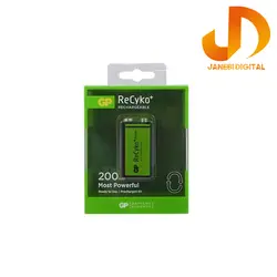 باتری شارژی 9 ولت کتابی جی پی 200 میلی آمپر مدل ریسایکو