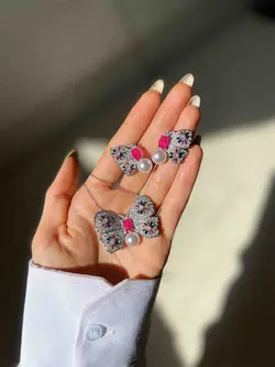 نیم ست پروانه جواهری