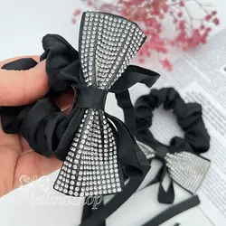 اسکرانچی ساتن پاپیون نگینی - فروشگاه اینترنتی تلینوشاپ