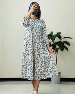 پیراهن لینن گندم کد 7010