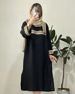 مانتو کفتان مشکی با خرجکار طلایی کد 4035