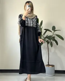 پیراهن مانتویی ترنم مشکی کد 5100