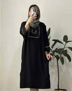 مانتو کفتان مشکی نواردوزی کد 5903