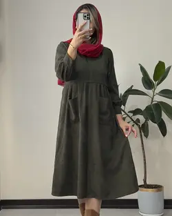 پیراهن مانتویی مخمل کبریتی سوگل کد 0022