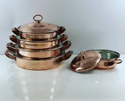 ماهیتابه راسته درب دار مسی - ثمین چاقو