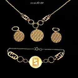 نیم ست طلا 18 عیار زنانه سوزیانا مدل فندی کد 6