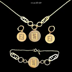 نیم ست طلا 18 عیار زنانه سوزیانا مدل فندی کد 7