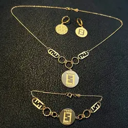 نیم ست طلا 18 عیار زنانه سوزیانا مدل فندی کد 7