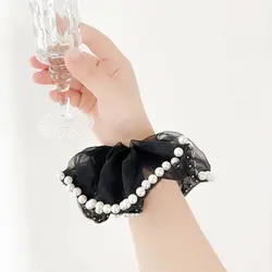 اسکرانچی حریر کریستال مرواریدی سایز بزرگ