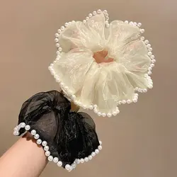 اسکرانچی حریر کریستال مرواریدی سایز بزرگ