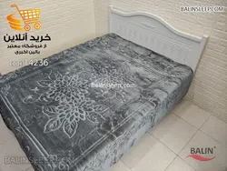 پتو دونفره گلبافت تک رنگ برجسته طوسی تیره