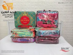 پتو دونفره کویین نارنجی سبز