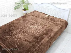 پتو دونفره گلبافت تک رنگ برجسته قهوه ای