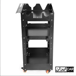 میز دیتیلینگ و ترولی سه طبقه مشکی حرفه‌ای کریپر مدل Creeper 3 Tier Tool Cart | فروشگاه ایرانکار