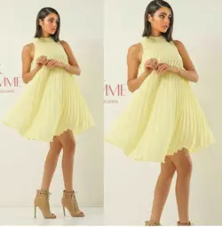 لباس کوتاه حریر / دخترانه پلیسه /گشاد مام استایل - نایس مزون