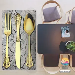 فرش آشپزخانه قاشق چنگال طلایی