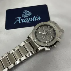 ساعت هابلوت مردانه سه موتوره بند استیل صفحه اسکلتون m-7905