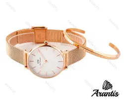 ست ساعت و دستبند دنیل ولینگتون زنانه رزگلد w-5192