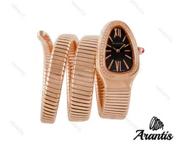 ساعت بولگاری ماری زنانه رزگلد نگین دار w-3204