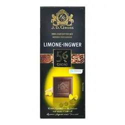 شکلات تلخ ۵۶ درصد با طعم لیمو زنجبیل ۱۲۵ گرم جی دی گراس – JDGross