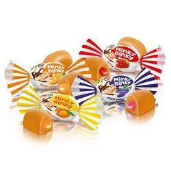 تافی مینکی بینکی میوه ای راشن  بسته های نیم کیلویی