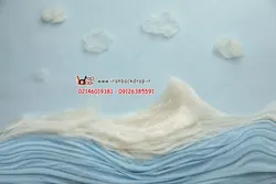 بک گراند عکاسی ویژه نوزاد تابستانی  موج دریا - تم پارچه ای کد IBD-6012