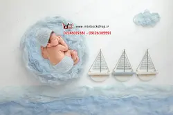 بک گراند عکاسی نوزادی تابستانی قایق، دریا با تم پارچه ای کد IBD-1038