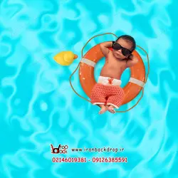 بک گراند عکاسی کودک و نوزاد تابستانی، استخر، شنا کد IBD-7606
