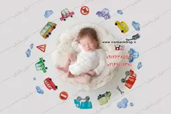 بک دراپ عکاسی نوزاد با نقاشی راهنمایی و رانندگی کد IBD-1627
