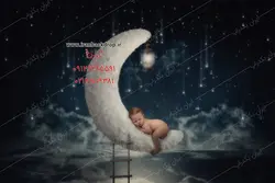 بک دراپ عکاسی نوزاد و کودک رویایی ماه در آسمان تاریک کد IBD-4630