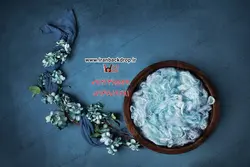 بک دراپ عکاسی نوزادی از نمای بالا ،گل های آبی کد IBD-6569