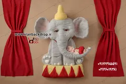 بک دراپ عکاسی نوزادی فیل بزرگ پارچه ای، سیرک کد IBD-9738